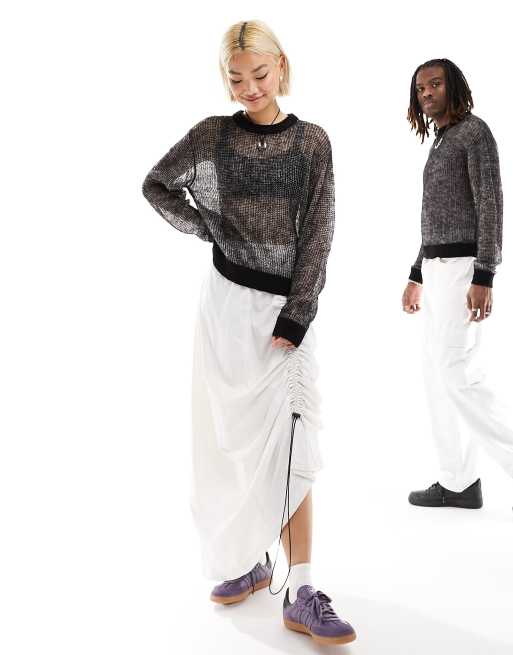 【in a row】[Unisex] Opening Net Knit Weekday Unisex Jesper open knit semi-sheer sweater in black