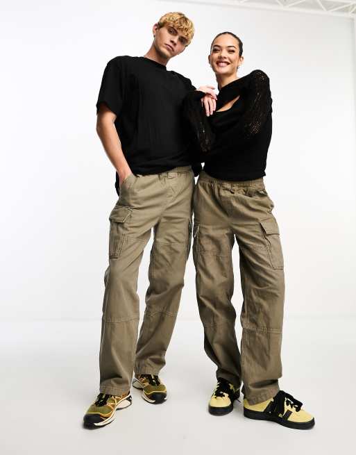 Weekday Unisex Joshua cargo pants in mole exclusive to CerbeShops