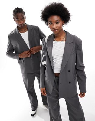 Weekday Unisex Leo co-ord regular fit blazer in dark grey exclusive to ASOS - ASOS Price Checker