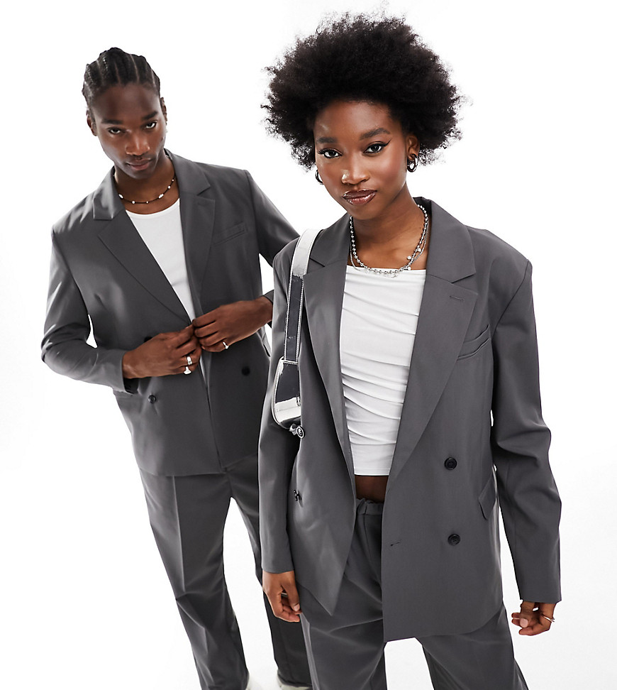 Weekday Unisex Leo co-ord regular fit blazer in dark grey exclusive to ASOS