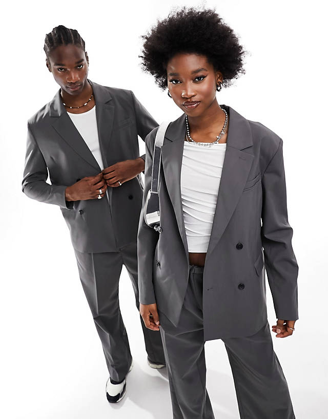 Weekday - unisex leo co-ord regular fit blazer in dark grey exclusive to asos