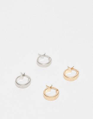 Weekday Unisex Liam hoop 2-pack in gold and silver