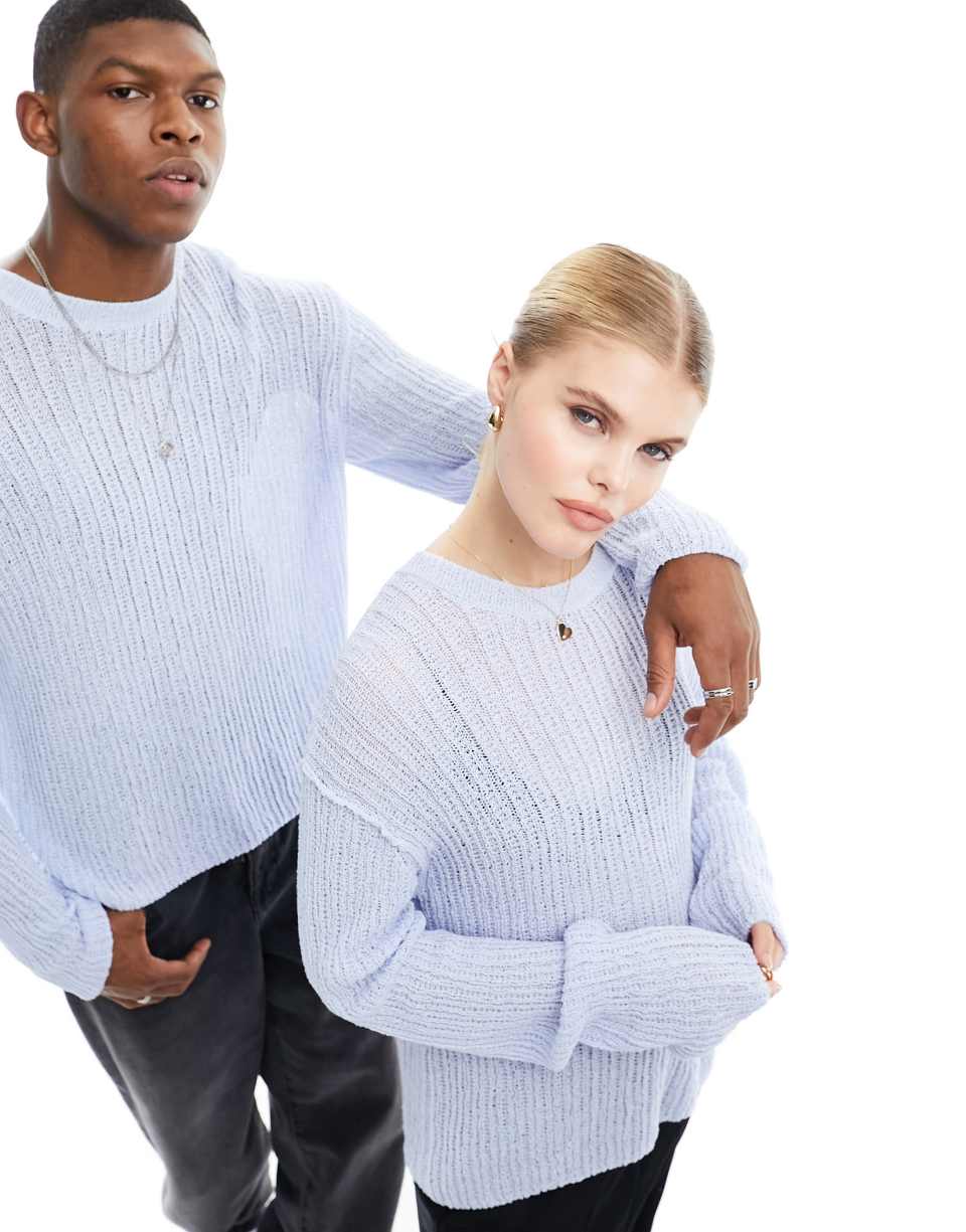 Pale blue open-knit jumper