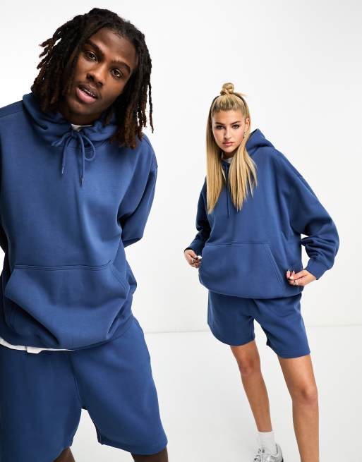 Weekday Unisex oversized hoodie in dark blue exclusive to ASOS part of a set