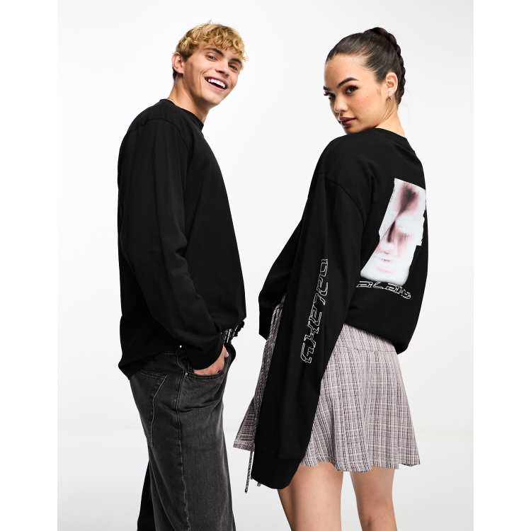 Weekday Unisex oversized long sleeve t-shirt with graphic print in