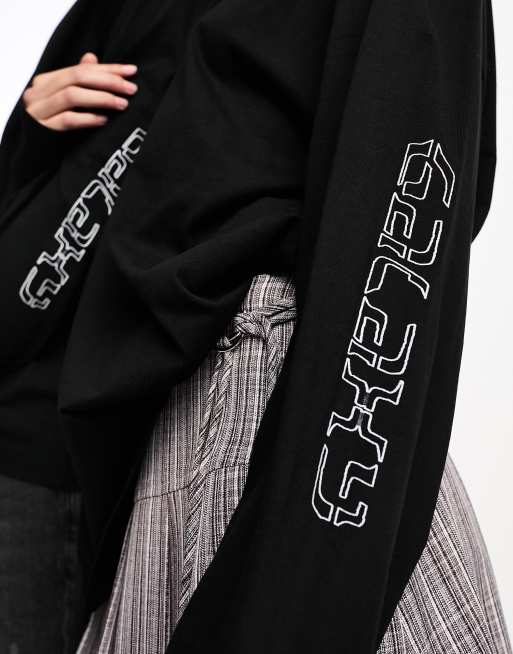 Weekday Unisex oversized long sleeve t-shirt with graphic print in black exclusive to ASOS, 2 of 4