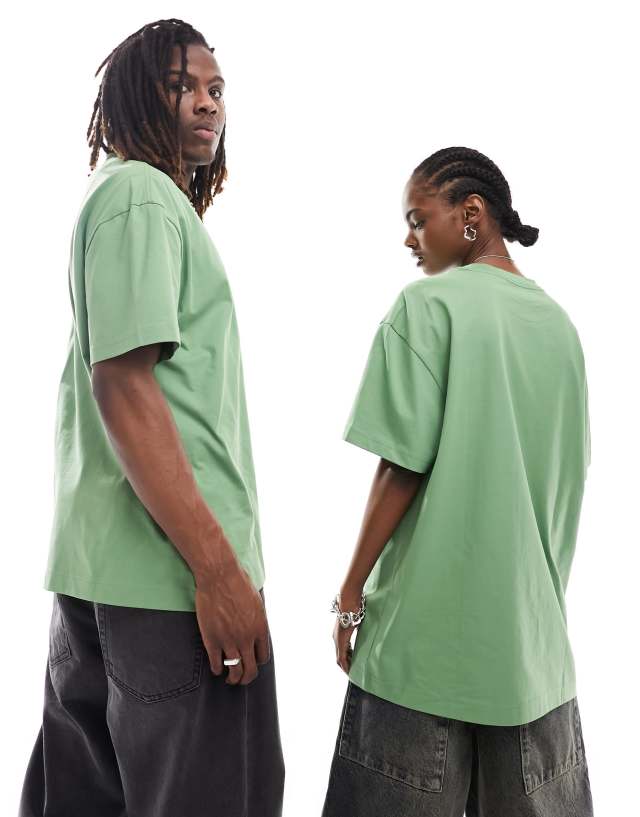 Weekday - unisex oversized t-shirt in green exclusive to asos