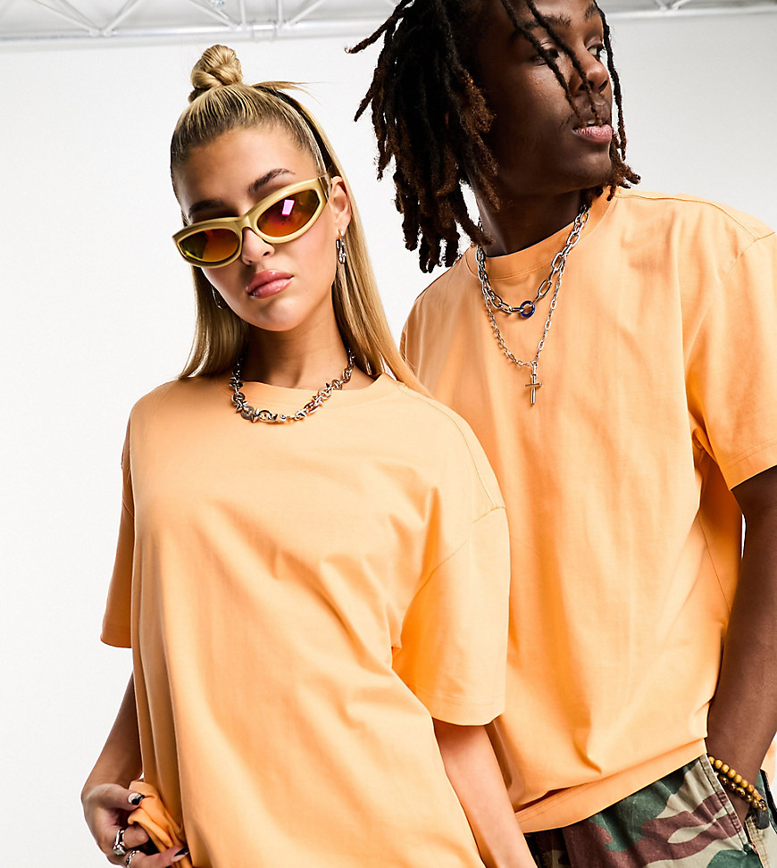 Unisex oversized t-shirt in orange exclusive to ASOS