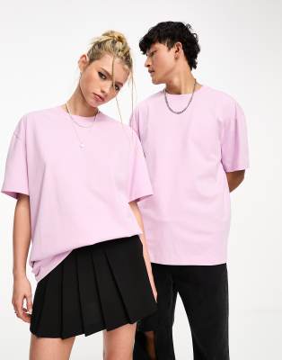 Weekday Unisex Oversized T-shirt in Pink