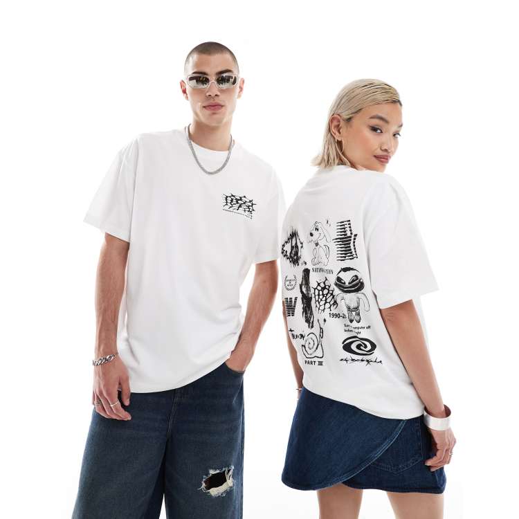 【WEEKDAY】Oversized Graphic Printed グラフィックTシャツ WEEKDAY Oversized Graphic Printed T-Shirt in Liquid | endource