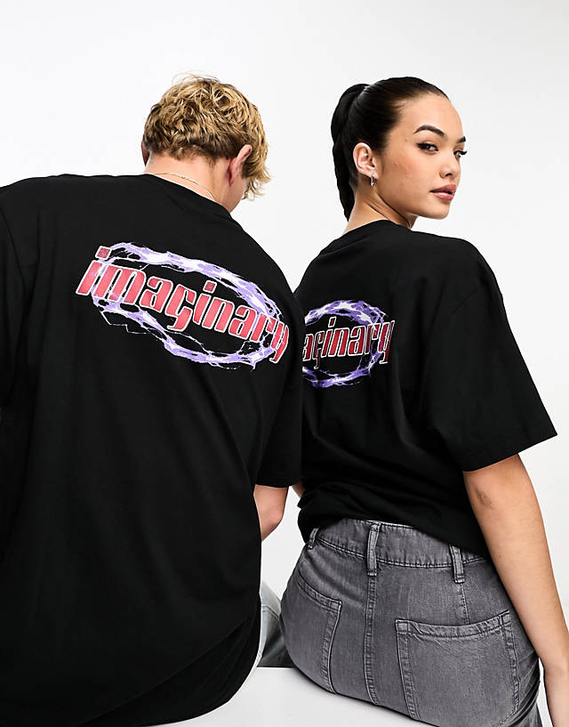 Weekday - unisex oversized t-shirt with graphic print in black exclusive to asos