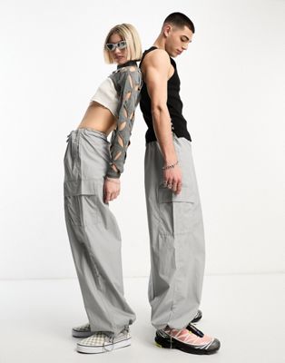 Weekday Unisex parachute baggy trousers in grey exclusive to ASOS - ASOS Price Checker