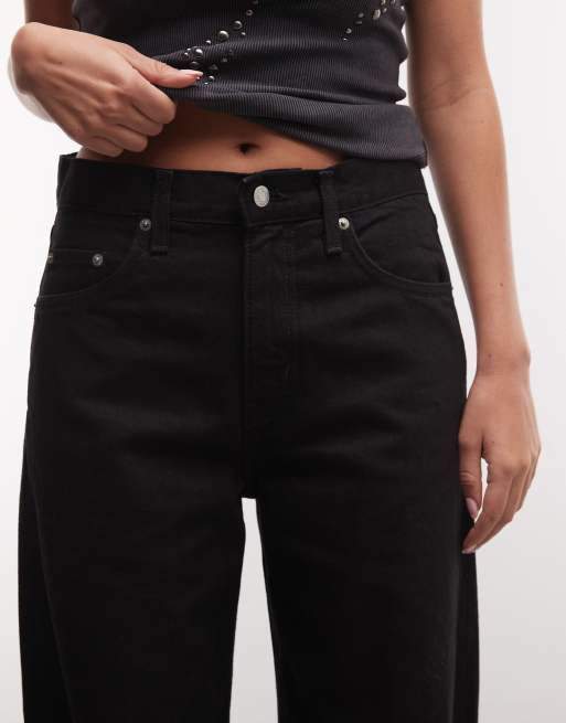 Weekday unisex Solar jeans met losse pasvorm en wijde pijpen in zwart, 5 van 5