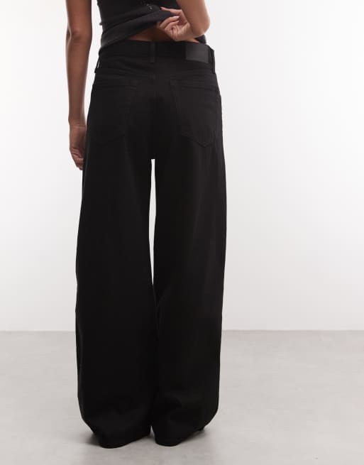 Weekday Unisex Solar loose fit wide leg jeans in black, 4 of 5