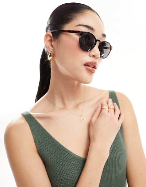 Weekday Unisex Spy round sunglasses in brown