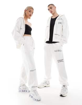 Weekday Unisex Sweatpants With Graphic Embroidery In Off-white - Part Of A Set - Exclusive To Asos