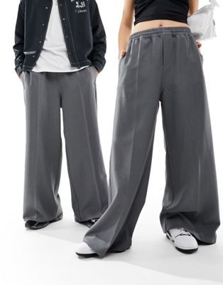 Weekday Unisex trousers in dark grey melange exclusive to ASOS - ASOS Price Checker