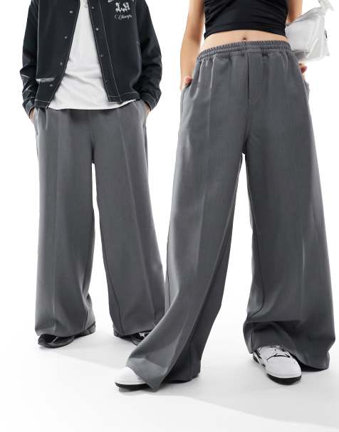 Grey Wide Leg Trousers for Women