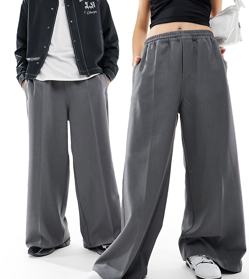 Weekday Unisex trousers in dark grey melange exclusive to ASOS