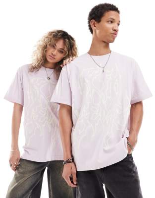 Weekday - Unisex - Unisex-T-Shirt in Rosa mit Oversize-Schnitt und Grafikprint, exklusiv bei ASOS