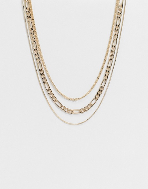 Weekday Unity double chain necklace in gold