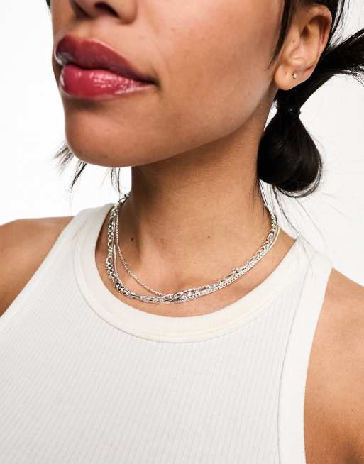 Weekday Unity layered necklace in silver