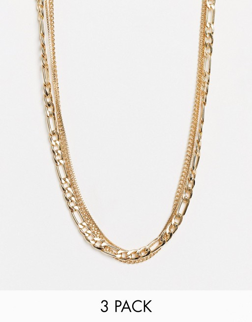 Weekday Unity multi row chain necklace in gold