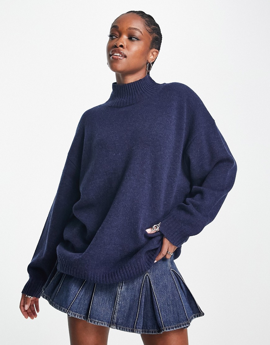 Weekday Unni knitted sweater in navy