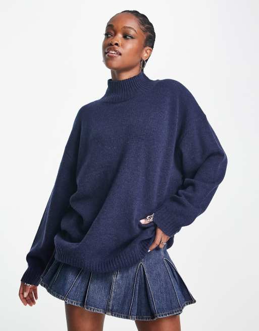 Weekday - Unni - Pull en maille - Bleu marine