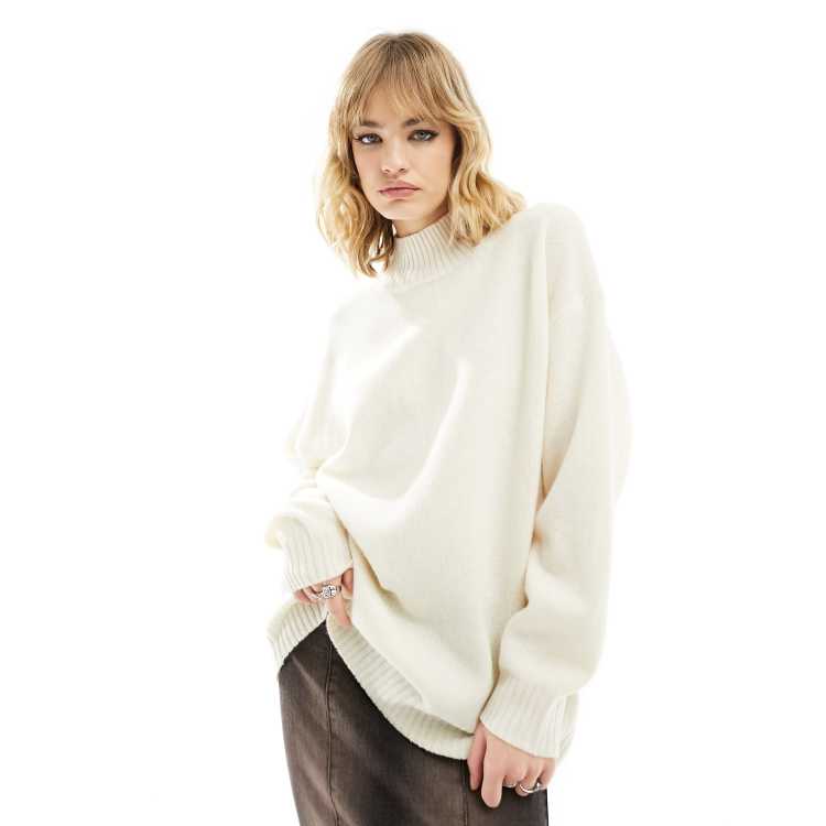 Weekday Unni wool blend oversized sweater in off white ASOS