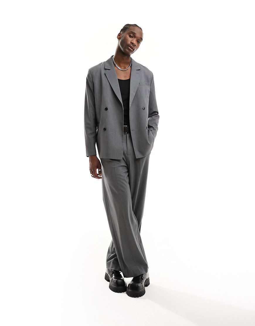 Weekday Uno co-ord loose fit tailored trousers in dark grey melange