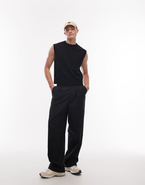 Weekday Uno loose fit tailored trousers in black