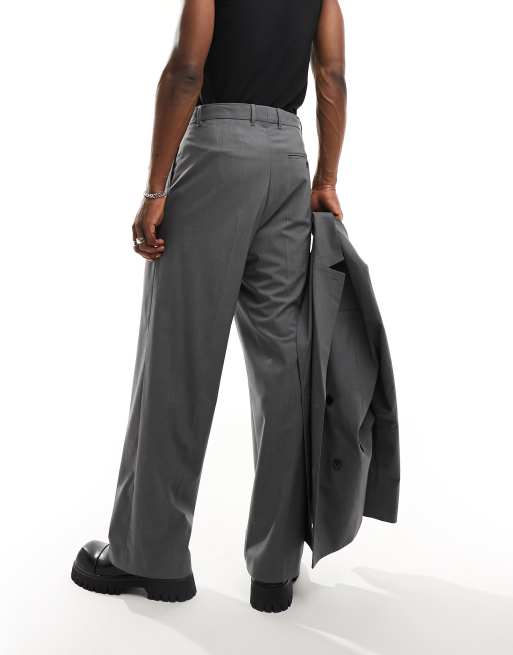 Weekday Uno loose fit tailored pants in dark grey melange (part of a set), 2 of 5