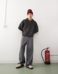 [Weekday] Weekday Uno loose fit tailored pants in grey melange 48 Grey melange