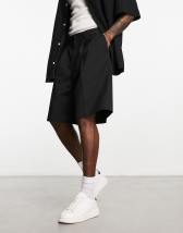 ASOS DESIGN oversized basketball shorts in black sporty mesh