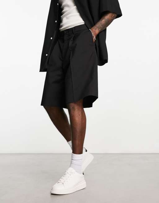 Weekday Uno loose fit tailored shorts in black