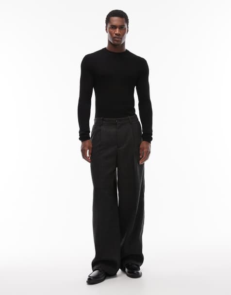 Weekday Uno loose fit tailored trousers in dark grey check - view 1