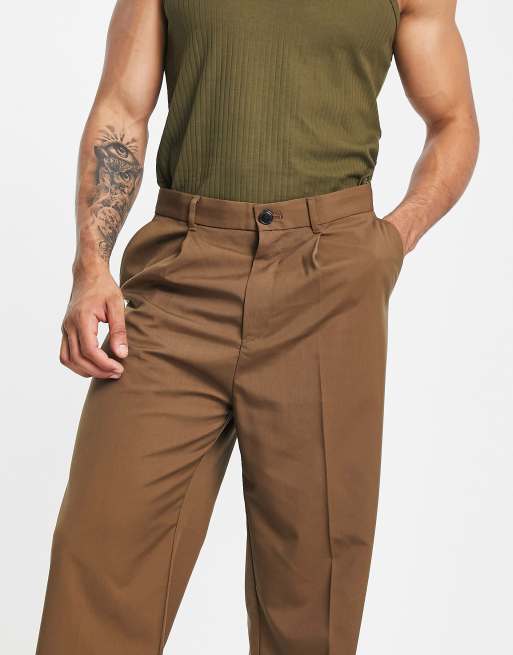 Weekday - Uno - Oversized pantalon in bruin, 3 van 4