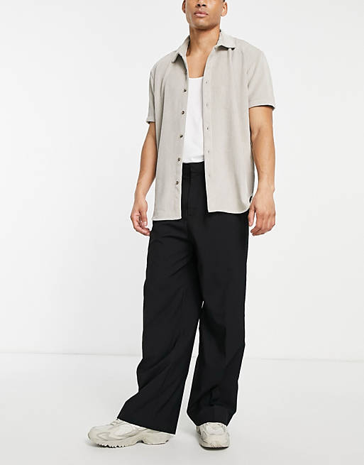 Trousers & Chinos Weekday uno oversized suit trousers in black 