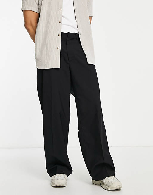 Trousers & Chinos Weekday uno oversized suit trousers in black 