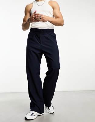 Weekday - Uno - Pantalon ample - Bleu marine