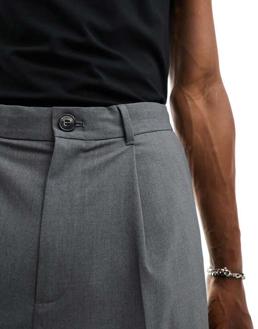 Weekday - Uno - Pantaloni sartoriali ampi grigio scuro mélange in coordinato, 3 di 5