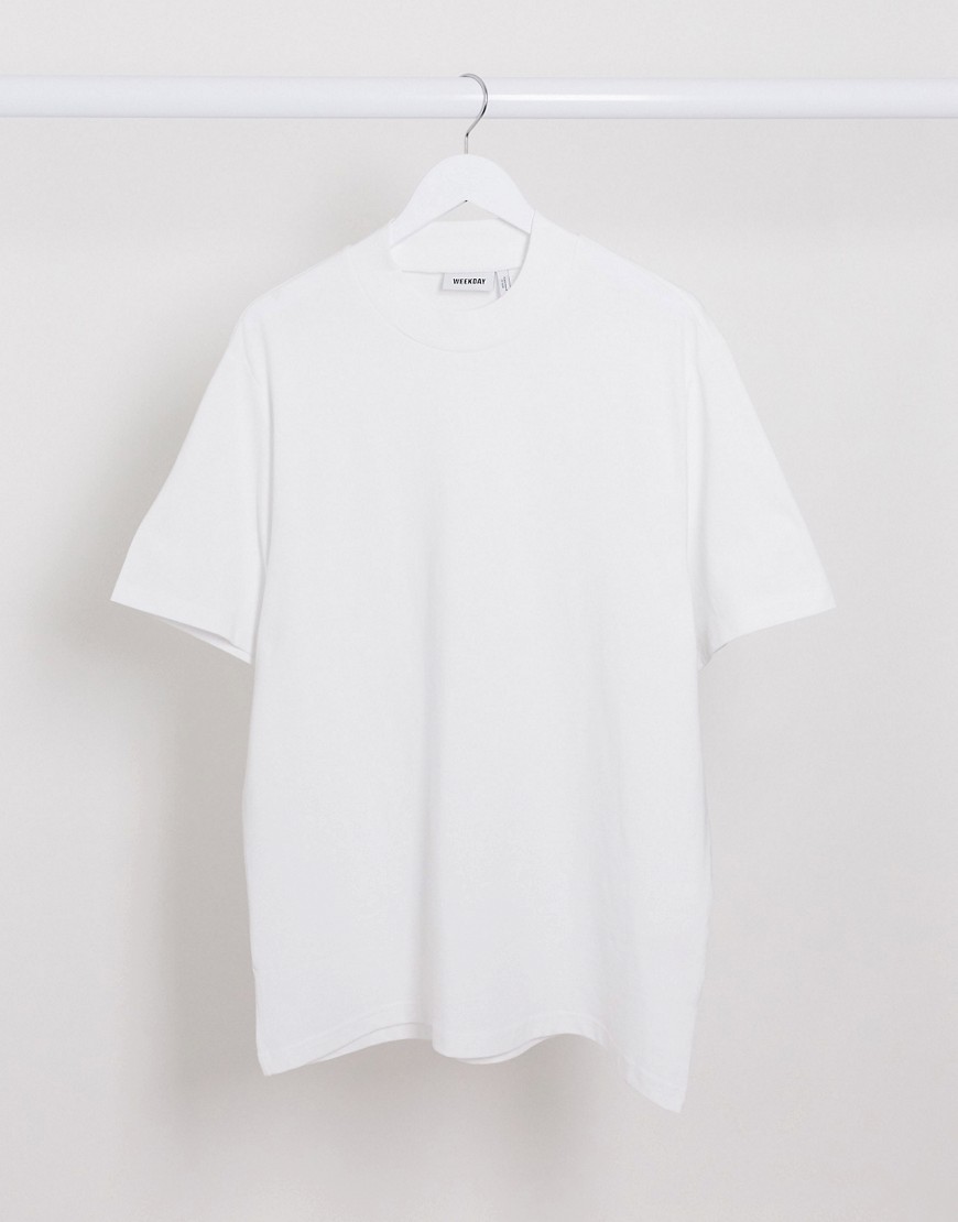 Weekday - Urban - T-shirt accollata bianca-Bianco