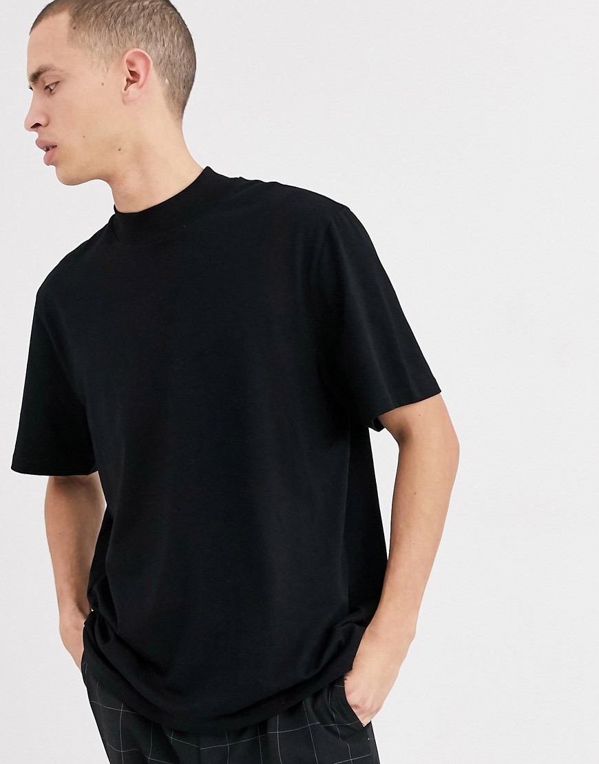 Weekday - Urban - T-shirt accollata nera-Nero
