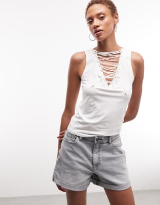Weekday Festival V-neck Strap Detail Top In White