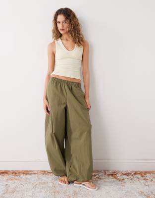 Weekday Ribbed V-neck Tank Top In Sand