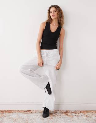 Weekday Ribbed V-neck Tank Top In Black