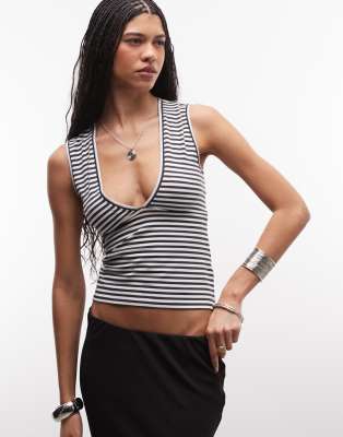 Weekday V Neck Tank Top In Gray