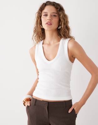 Weekday V-neck Tank Top In White