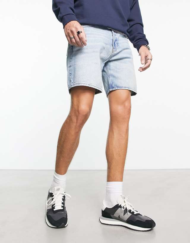 Weekday Vacant loose fit denim shorts in blue